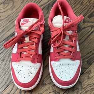 Nike dunk low sneakers. Pink and white. Size 6.